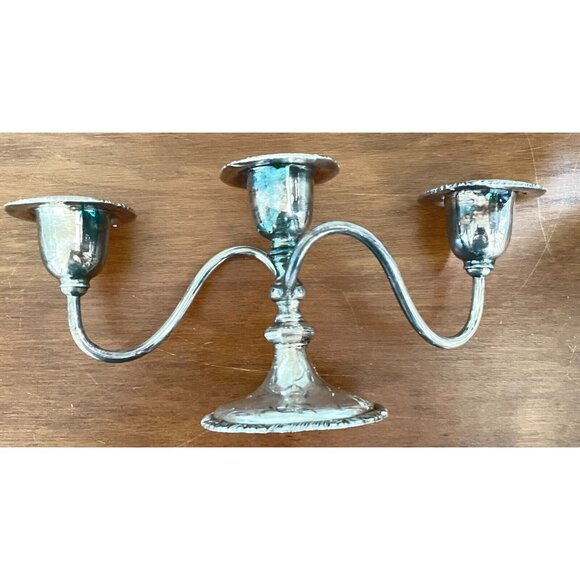 Vintage 3-Arm Silverplate Candelabra by Benedict Proctor  12” Wide Candle Holder - Picture 9 of 13